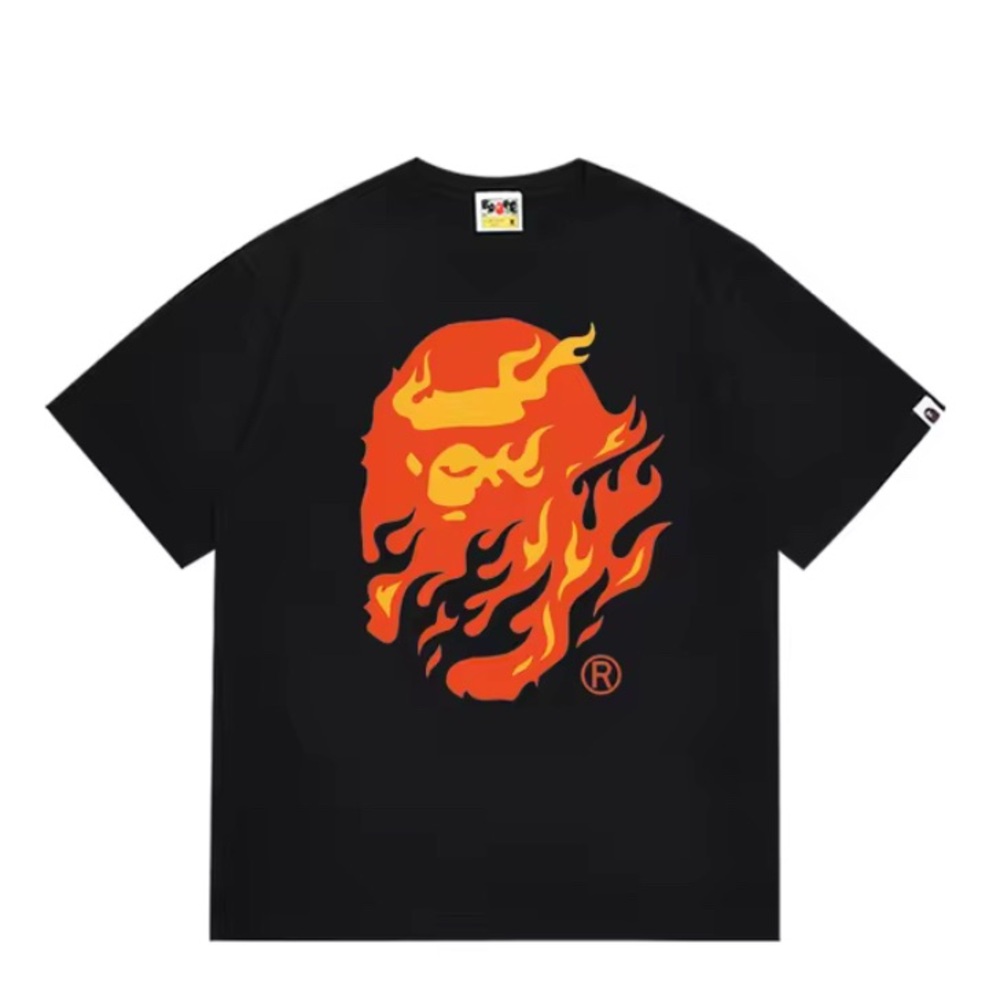 Bape Black Tee with Fiery Graphic